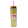 Copo Canudo Cilindro Dourado 450ml