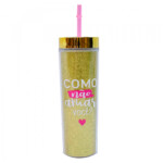 Copo Canudo Cilindro Dourado 450ml