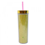 Copo Canudo Cilindro Dourado 450ml