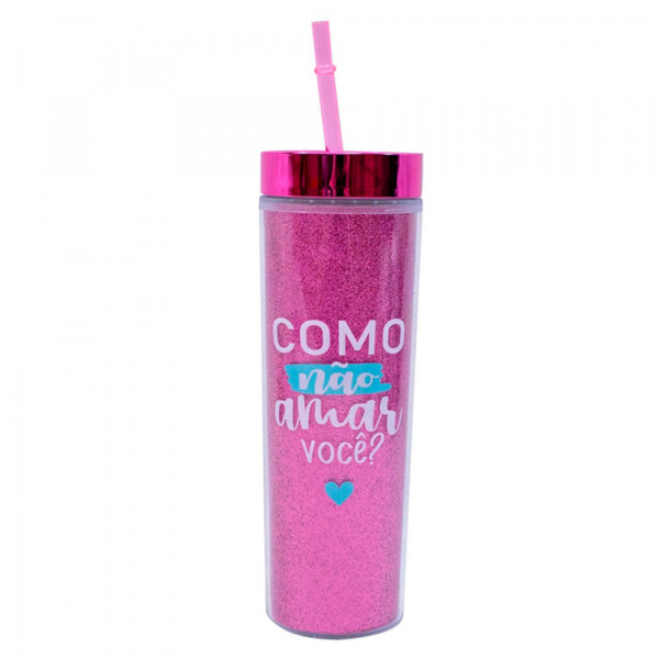 Copo Canudo Cilindro Pink 450ml