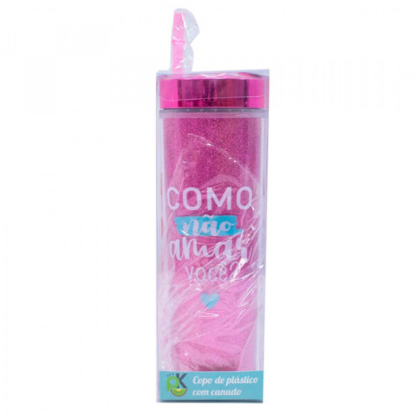 Copo Canudo Cilindro Pink 450ml