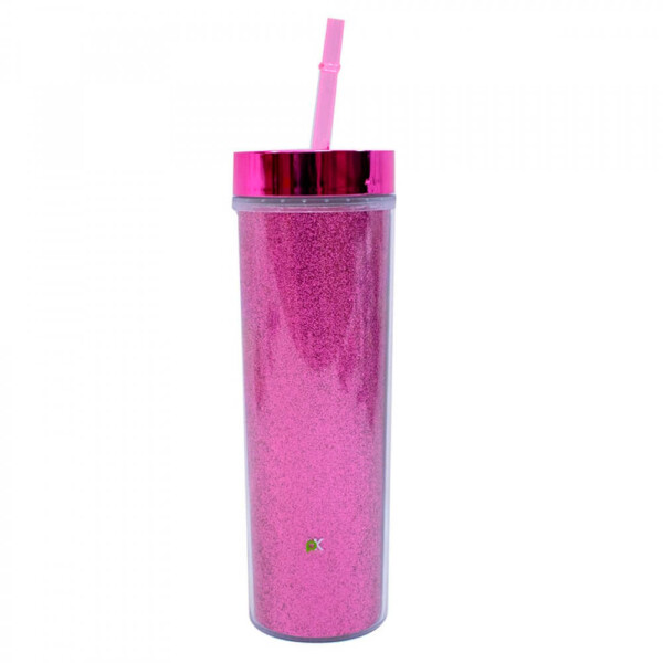 Copo Canudo Cilindro Pink 450ml