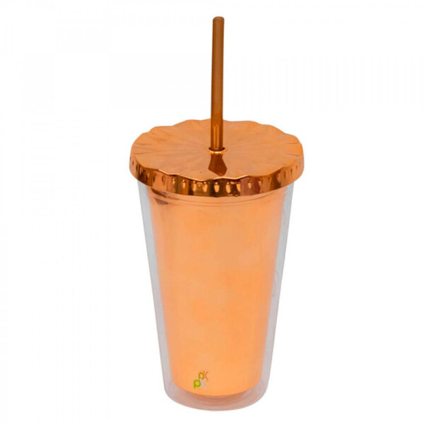 Copo Canudo Marrom Chic E Elegante 450ml