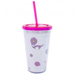 Copo Canudo Prata Caveira 450ml