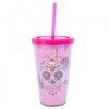 Copo Canudo Rosa Caveira 450ml