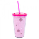 Copo Canudo Rosa Caveira 450ml