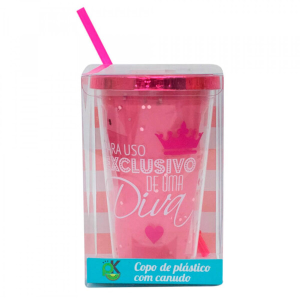 Copo Canudo Rosa Para Uso Exclusivo Diva 450ml