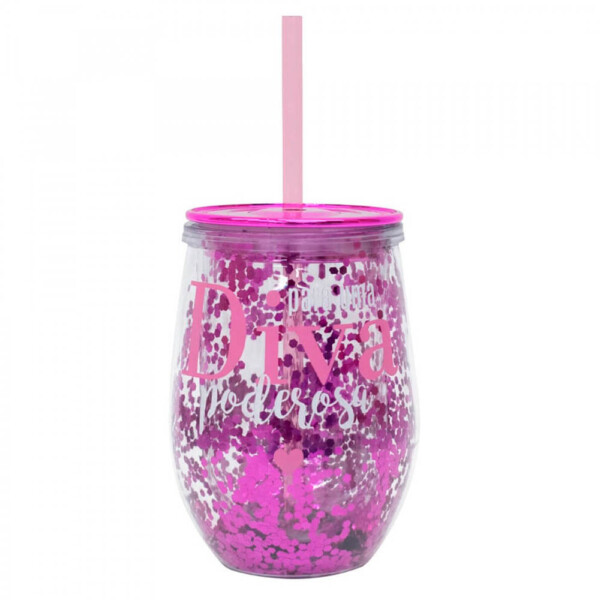 Copo Canudo Roxo Para Uma Diva Poderosa 350ml