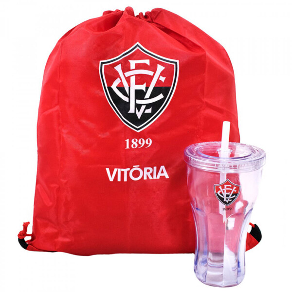 Copo Vitória Com Canudo 550ml E Mochila Tipo Saco
