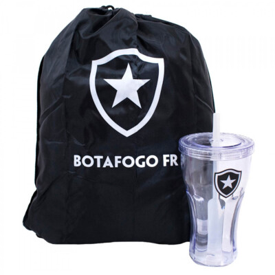 Copo Com Canudo Botafogo 550ml E Mochila Tipo Saco