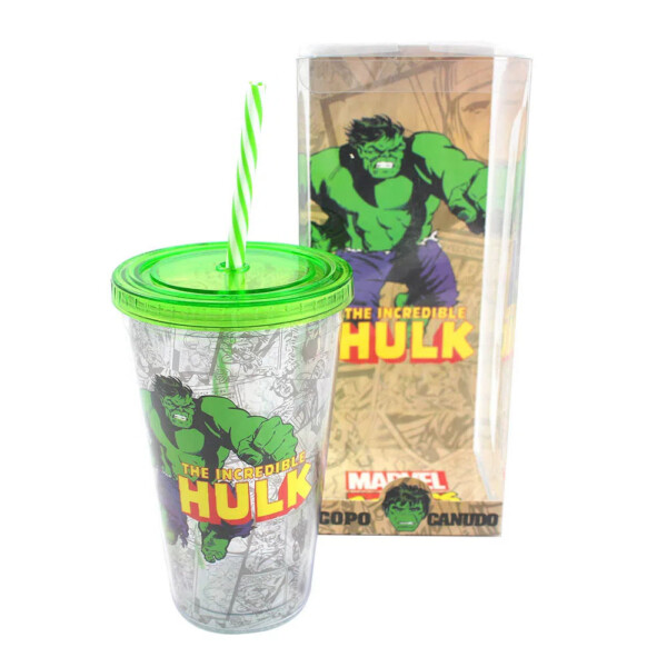Copo Com Canudo Hulk The Incredible 500ml