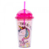 Copo Com Canudo Rosa Unicórnio 450ml