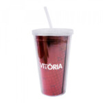 Copo Vitória De Plástico Com Canudo 500ml