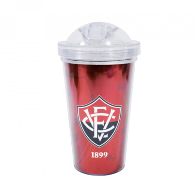 Copo De Plástico Vitória Com Canudo 450ml