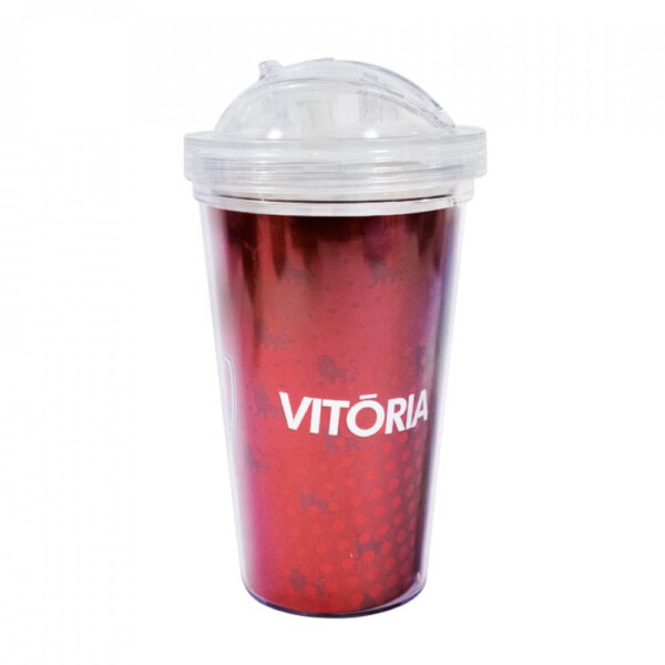 Copo De Plástico Vitória Com Canudo 450ml