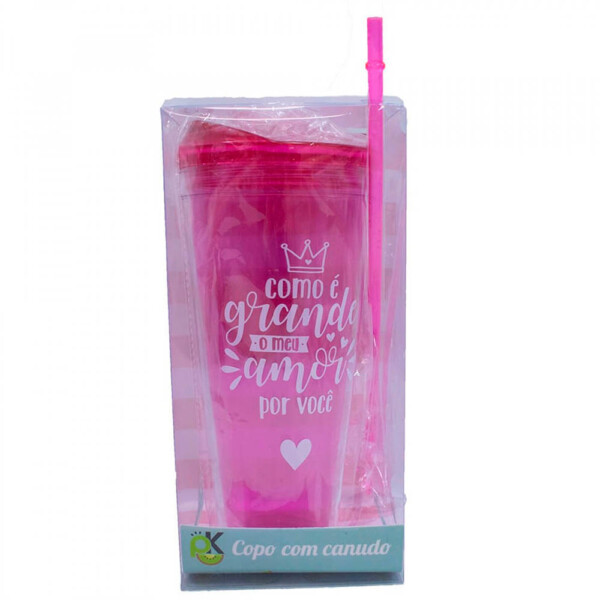 Copo Gigante Com Canudo Pink 950ml
