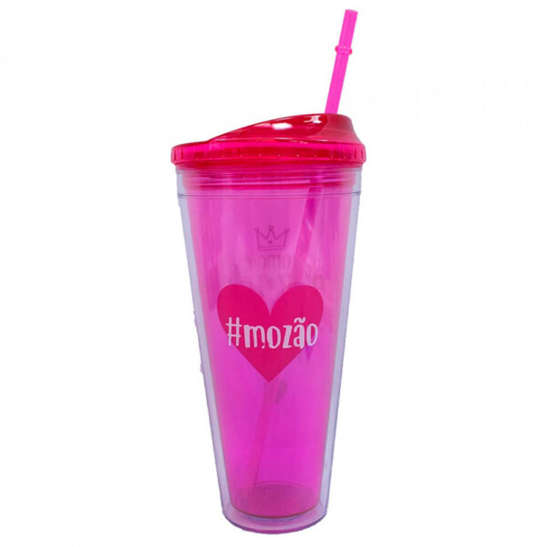 Copo Gigante Com Canudo Pink 950ml