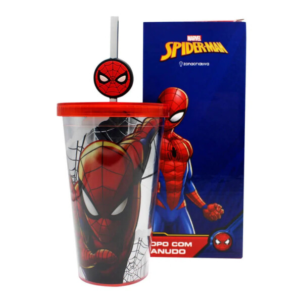 Copo Homem Aranha Com Canudo 500ml
