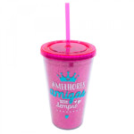 Copo Pink Com Canudo Melhores Amigas 450ml