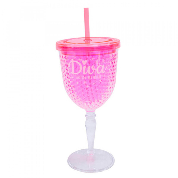 Copo Taça Com Canudo Gel Congelante Térmico 300ml