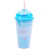 Copo Tampa Oval Azul Sereia 450ml