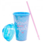 Copo Tampa Oval Azul Sereia 450ml