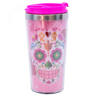 Copo Térmico Rosa Caveira 450ml