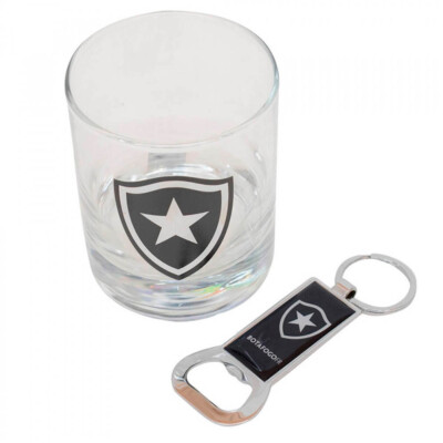 Copo De Vidro Botafogo Com Chaveiro Abridor Garrafas 250ml
