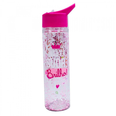 Garrafa Pink Glíter Brilho 600ml