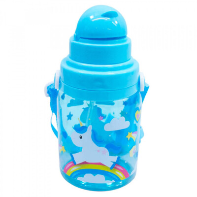 Garrafa Plástico Unicórnio Azul 600ml