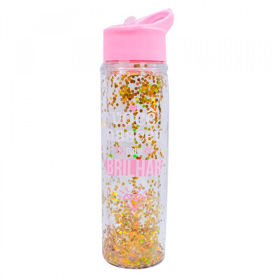 Garrafa Rosa Glíter Brilhar 600ml