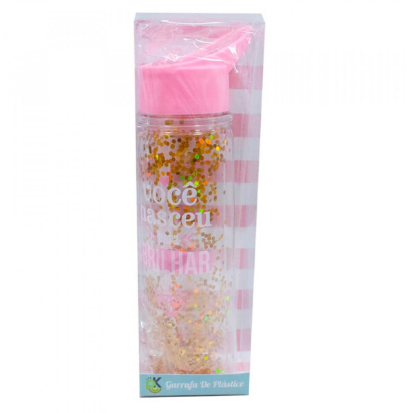 Garrafa Rosa Glíter Brilhar 600ml