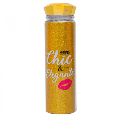 Garrafa Tampa Diamante Dourado 500ml