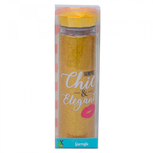 Garrafa Tampa Diamante Dourado 500ml