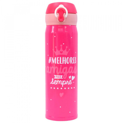 Garrafa Térmica Rosa Melhores Amigas Para Sempre 400ml