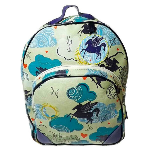 Mochila Sonho Bege Couro Sintético 40x31cm
