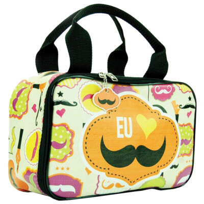 Necessaire Bolsinha Mustache Couro 30x20cm
