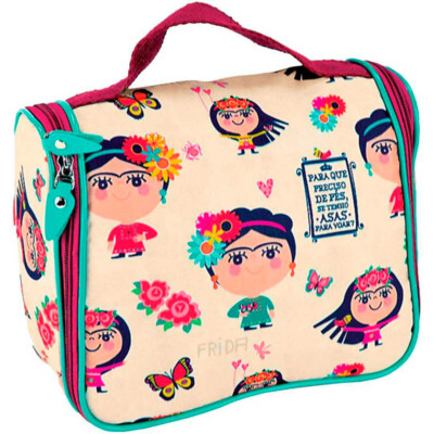 Necessaire Frida Kahlo Bege Com Ganchinho