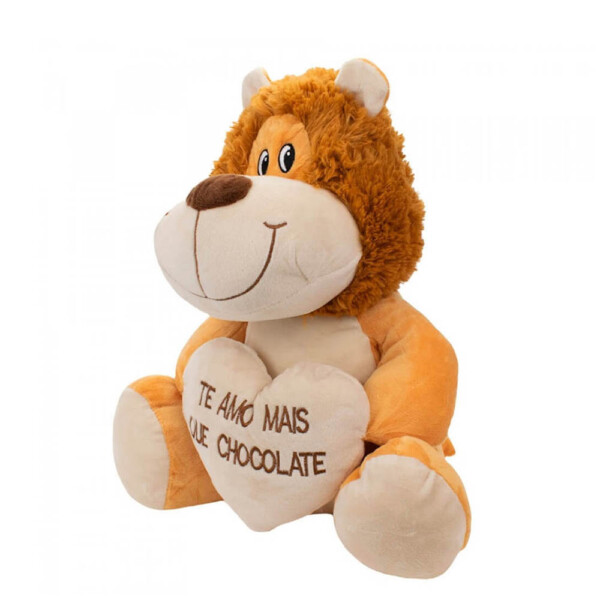 Pelúcia Leão Coração Amo Mais Que Chocolate 27cm