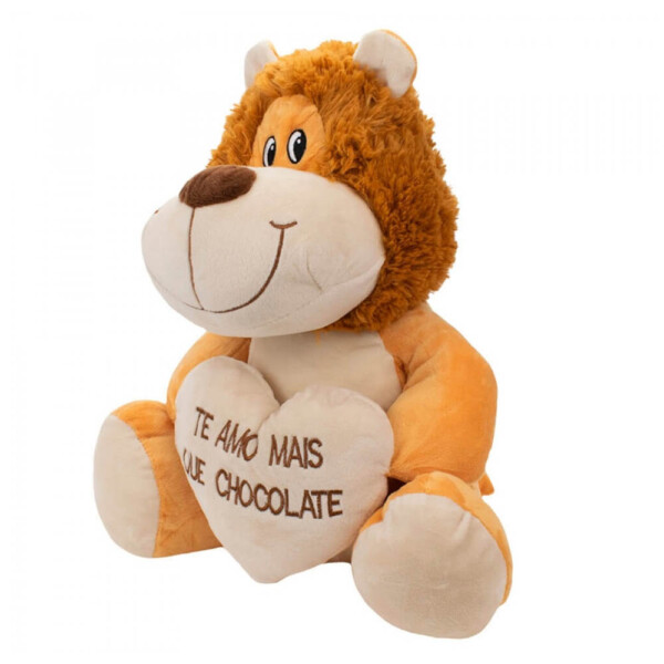 Pelúcia Leão Coração Amo Mais Que Chocolate 36cm