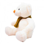 Pelúcia Urso Branco Cachecol Marrom 50cm