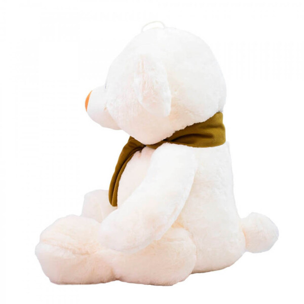 Pelúcia Urso Branco Cachecol Marrom 50cm
