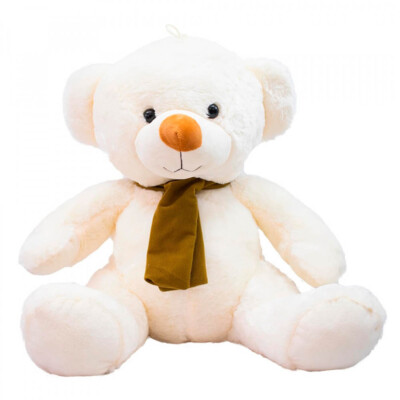 Pelúcia Urso Branco Cachecol Marrom 50cm