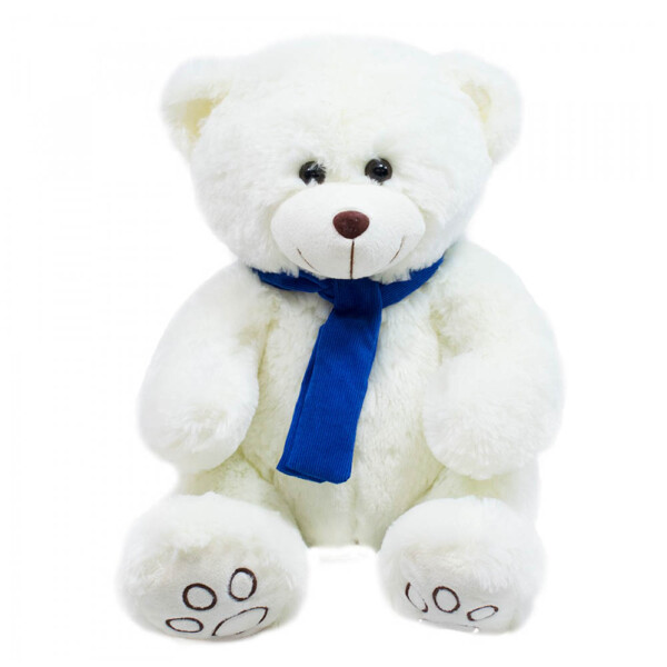 Pelúcia Urso Branco Cachecol Azul 35cm