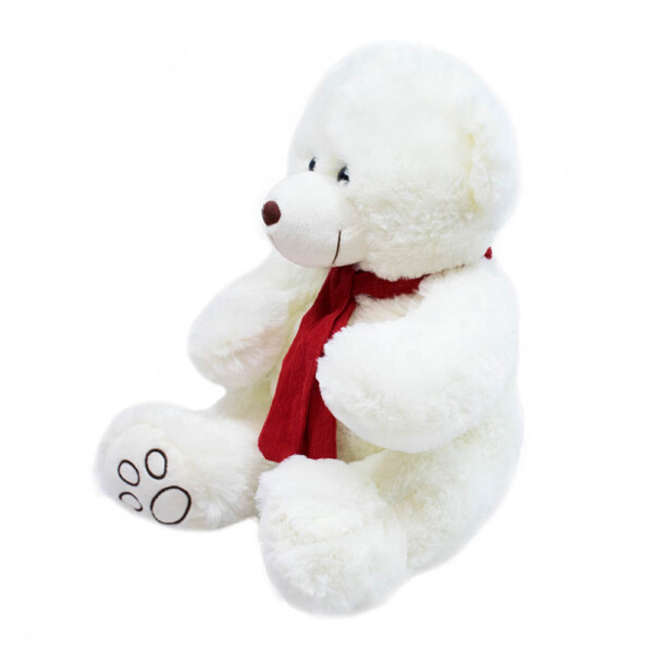 Pelúcia Urso Branco Cachecol Vermelho 35cm