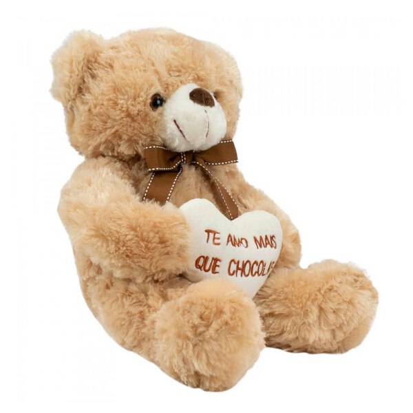 Pelúcia Urso Coração Amo Mais Que Chocolate 29cm