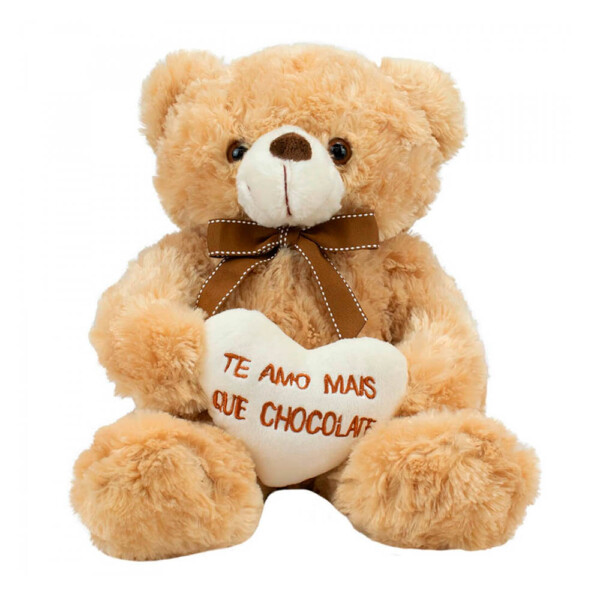 Pelúcia Urso Coração Amo Mais Que Chocolate 29cm