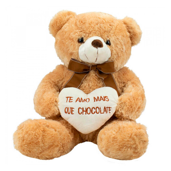 Pelúcia Urso Coração Amo Mais Que Chocolate 39cm