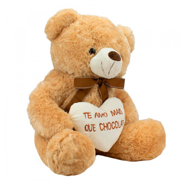 Pelúcia Urso Coração Amo Mais Que Chocolate 48cm