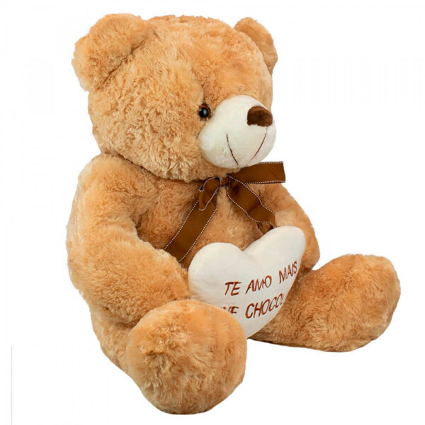 Pelúcia Urso Coração Amo Mais Que Chocolate 56cm